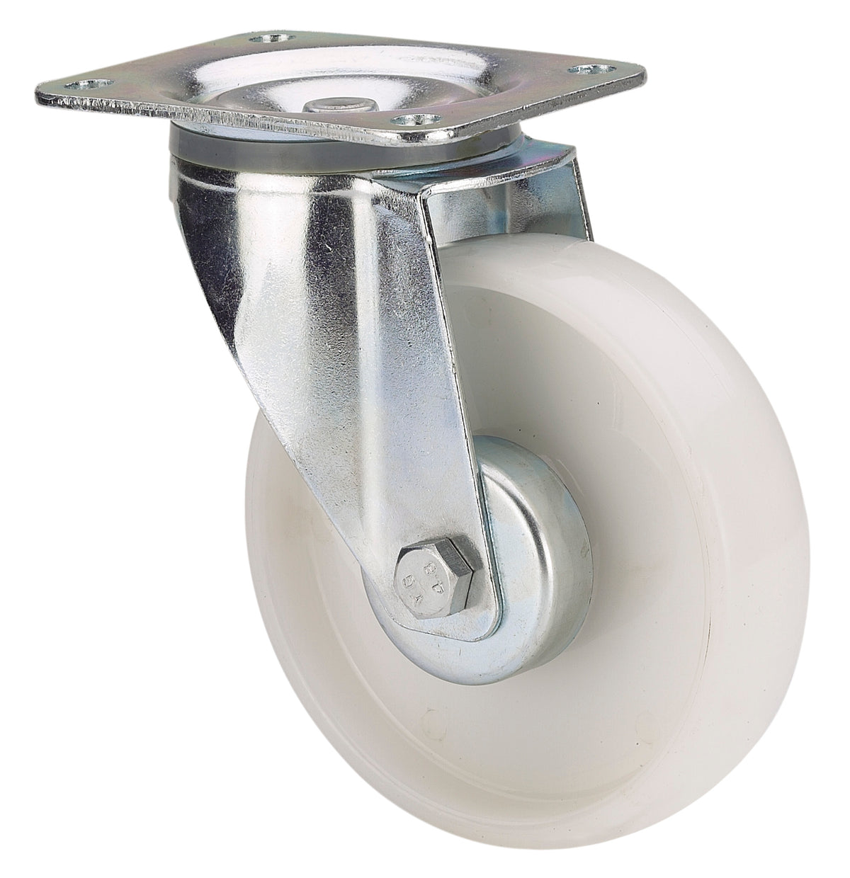 Nylon zwenkwiel met topplaat - 80mm - 130kg