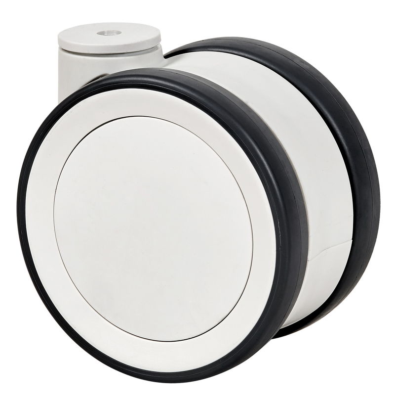 PU voor ziekenhuis Dubbel zwenkwiel met centraal gat - 125mm - 125kg Kogellager