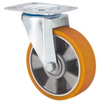 PU aluminium zwenkwiel met topplaat  - 100mm - 250kg Kogellager