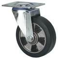 Elastiek rubber aluminium zwenkwiel met topplaat  - 125mm - 250kg Kogellager