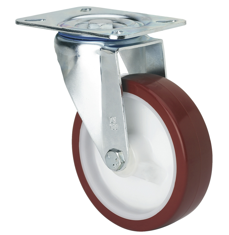 PU zwenkwiel met topplaat - 200mm - 400kg Rollen