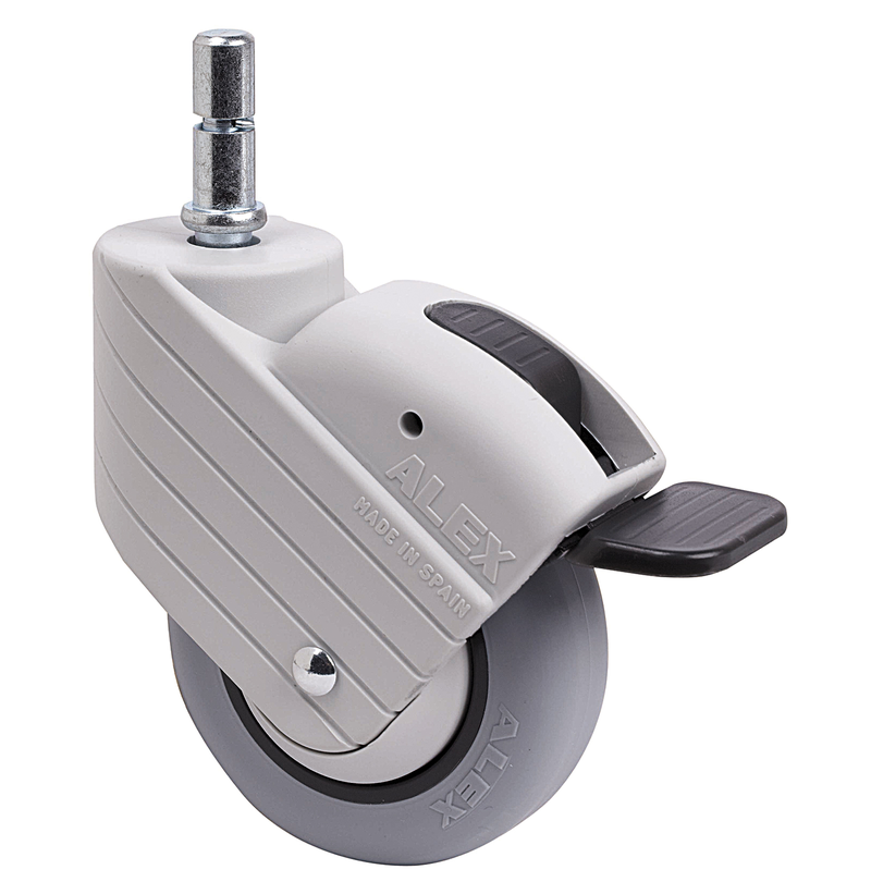 PU zwenkwiel geremd met Klikpen 11x30- 100mm - 40kg