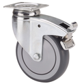 TPR rubber zwenkwiel geremd met topplaat - 100mm - 100kg- Kogellager