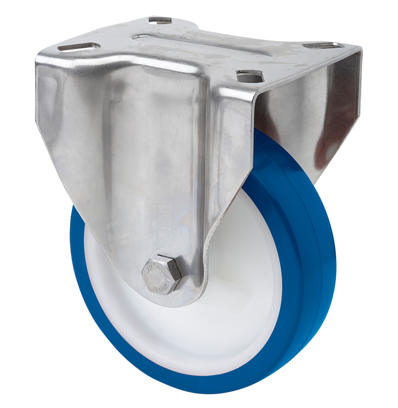 PU RVS blauw bokwiel - 200mm - 300kg