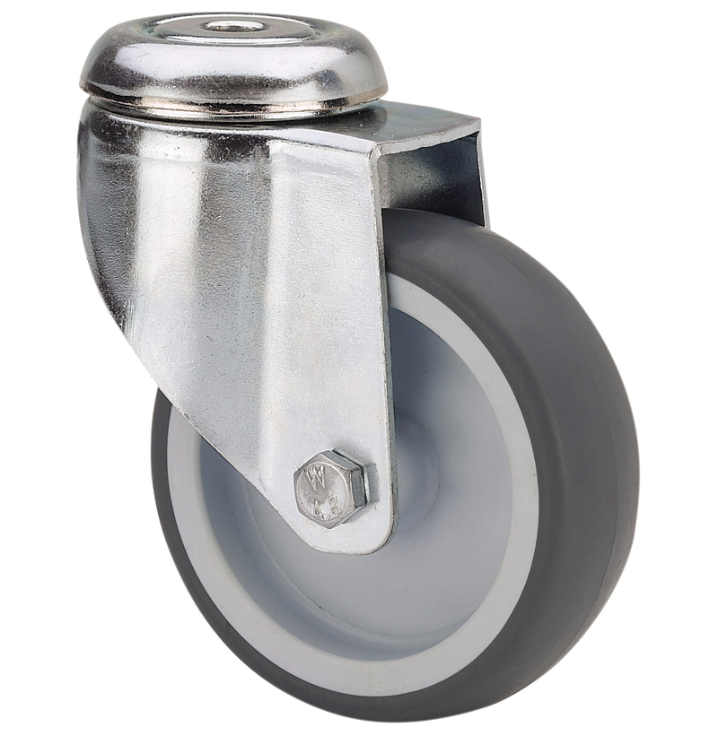 TPR rubber zwenkwiel met centraal gat - 100mm - 100kg