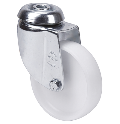 PP zwenkwiel met Doorgaand gat- 100mm - 80kg