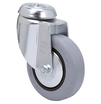 Rubber zwenkwiel met Doorgaand gat- 60mm - 40kg