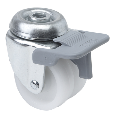 Polypropyleen (PP) dubbel zwenkwiel geremd met centraal gat - 50mm - 90kg