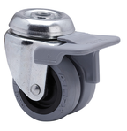 Rubber dubbel zwenkwiel met centraal gat - 50mm - 70kg