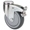 TPR rubber zwenkwiel geremd met centraal gat - 100mm - 100kg- Kogellager