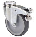 TPR rubber zwenkwiel geremd met centraal gat - 125mm - 100kg