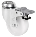 PP zwenkwiel geremd met Doorgaand gat- 100mm - 80kg