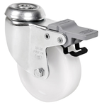PP zwenkwiel geremd met Doorgaand gat- 100mm - 80kg