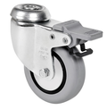 Rubber zwenkwiel geremd met Doorgaand gat- 60mm - 40kg