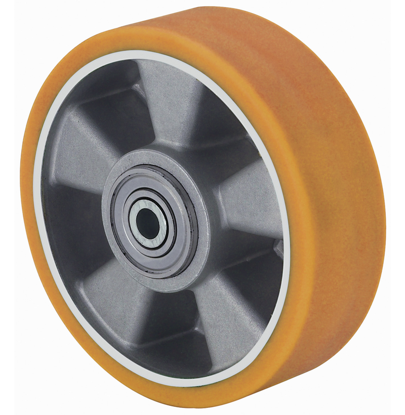 PU Aluminium Wiel 250 mm - Asgatdiameter 25mm - Draagvermogen 1000kg - Kogellager