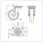 Nylon RVS zwenkwiel met topplaat - 100mm - 200kg
