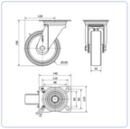 Nylon RVS zwenkwiel met topplaat - 150mm - 400kg