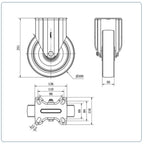 PU bokwiel - 200mm - 600kg Kogellager
