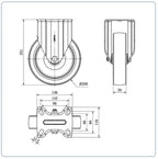PU bokwiel - 200mm - 600kg