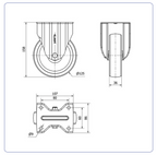 Nylon RVS bokwiel - 125mm - 250kg