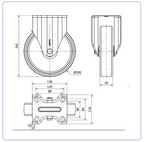 Nylon RVS bokwiel - 200mm - 500kg