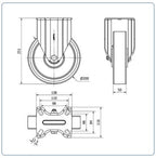 PU bokwiel  - 200mm - 800kg Kogellager