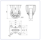 PU aluminium bokwiel  - 125mm - 500kg Kogellager