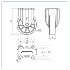 PU aluminium bokwiel  - 160mm - 700kg Kogellager