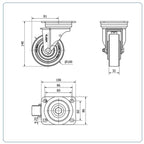 Nylon zwenkwiel met topplaat - 100mm - 400kg Kogellager