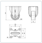 Nylon bokwiel - 80mm - 300kg
