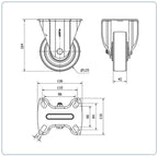 Nylon bokwiel - 125mm - 600kg Kogellager