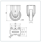 Nylon bokwiel - 150mm - 750kg Kogellager