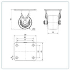 Zwart Nylon bokwiel  - 65mm - 500kg Kogellager