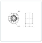 PU palletrol 85x60 - Asgatdiameter 25mm - Draagvermogen 600kg
