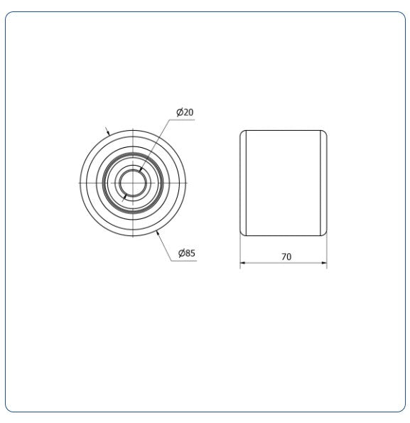 PU palletrol 85x70 - Asgatdiameter 20mm - Draagvermogen 700kg