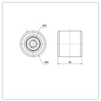PU palletrol 85x80 - Asgatdiameter 20mm - Draagvermogen 800kg
