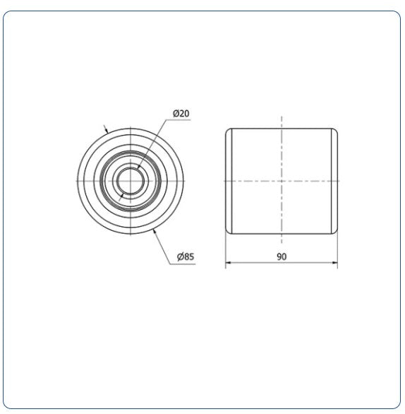PU palletrol 85x90 - Asgatdiameter 20mm - Draagvermogen 900kg