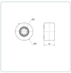 Nylon palletrol 82x50 - Asgatdiameter 25mm - Draagvermogen 600kg