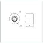 Nylon palletrol 82x60 - Asgatdiameter 25mm - Draagvermogen 650kg
