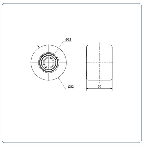Nylon palletrol 82x60 - Asgatdiameter 25mm - Draagvermogen 650kg