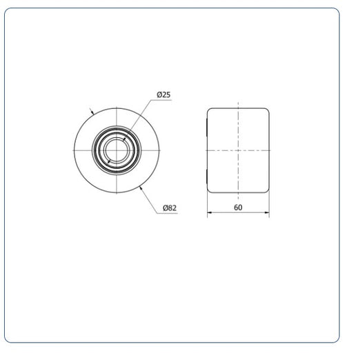 Nylon palletrol 82x60 - Asgatdiameter 25mm - Draagvermogen 650kg