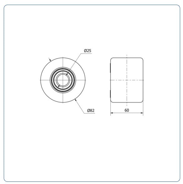 Nylon palletrol 82x70 - Asgatdiameter 20mm - Draagvermogen 700kg