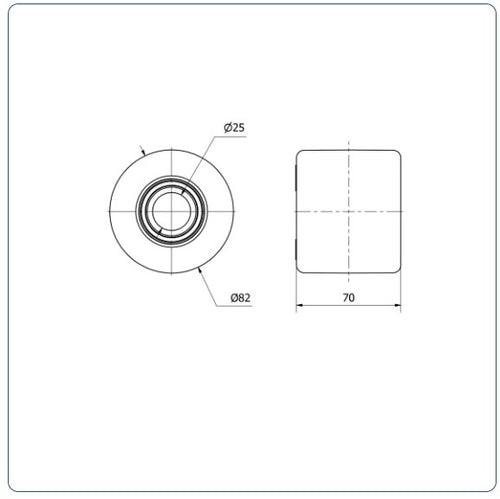 Nylon palletrol 82x70 - Asgatdiameter 25mm - Draagvermogen 700kg