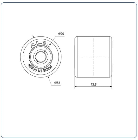 Nylon palletrol 82x75 - Asgatdiameter 20mm - Draagvermogen 750kg