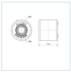 Nylon palletrol 82x75 - Asgatdiameter 25mm - Draagvermogen 750kg