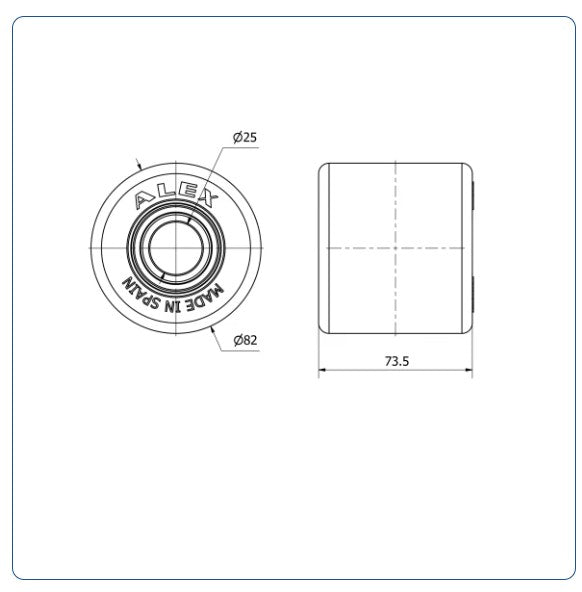 Nylon palletrol 82x75 - Asgatdiameter 25mm - Draagvermogen 750kg