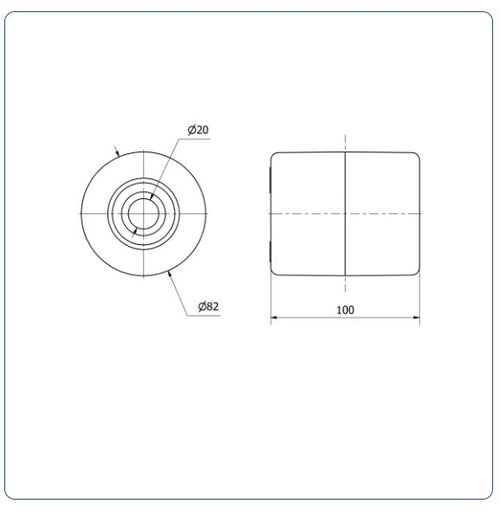 Nylon palletrol 82x100 - Asgatdiameter 20mm - Draagvermogen 950kg