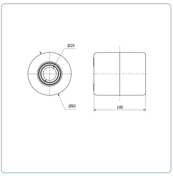 Nylon palletrol 82x100 - Asgatdiameter 25mm - Draagvermogen 950kg