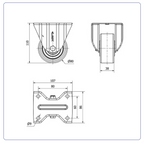 PU aluminium bokwiel  - 80mm - 200kg Kogellager
