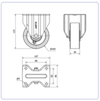 PU aluminium bokwiel  - 100mm - 250kg Kogellager